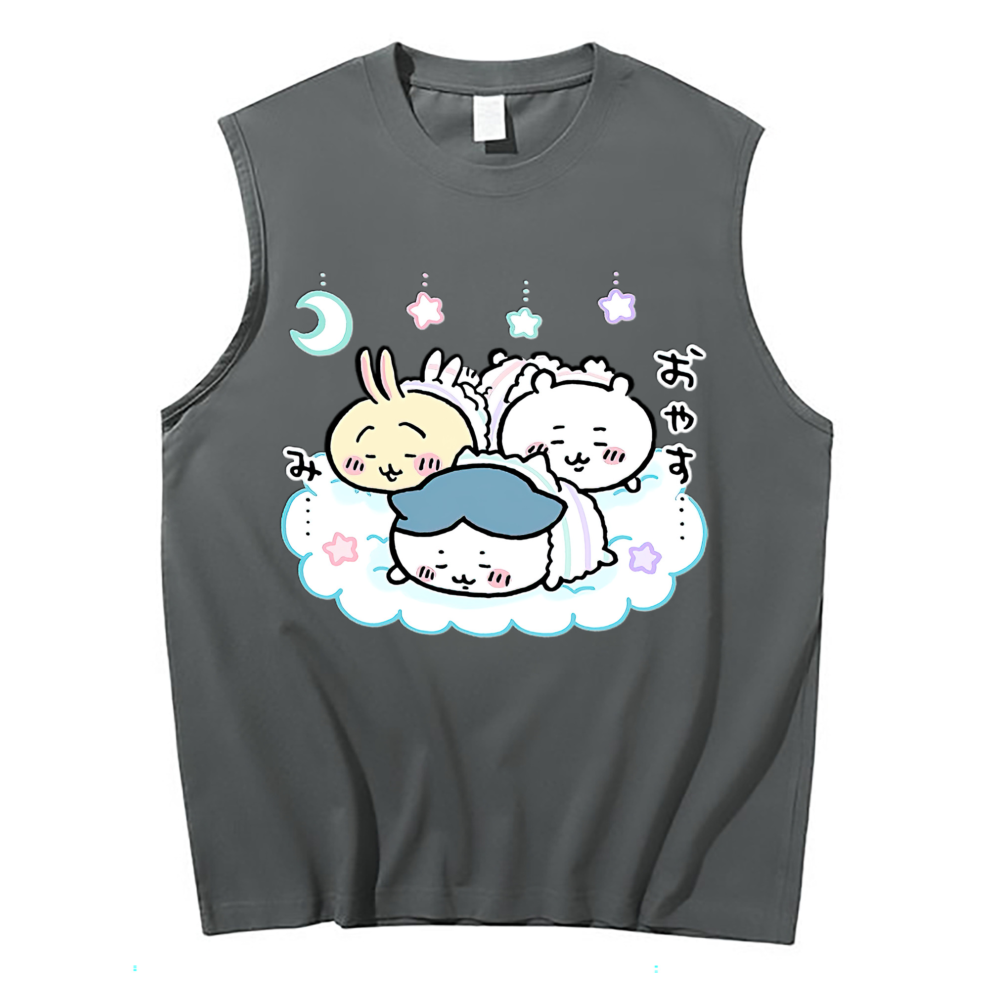 （画像用） ちいかわ ハチワレ Chii-kawa hachiware コットン100％タンクトップ（フロントプリント）